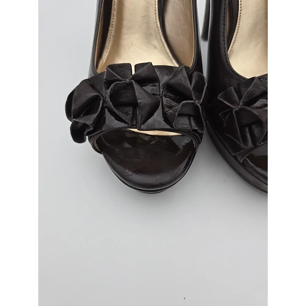 Antonio Melani Open Toe, Bow On Toe Slip On Women's‎ 7M Dark Brown